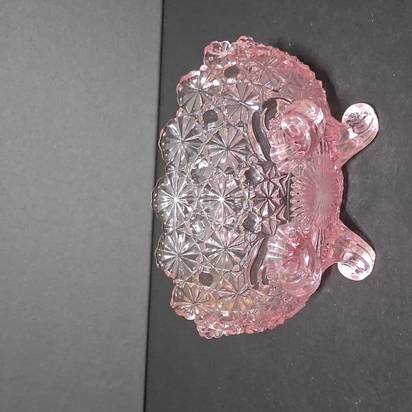 L.G. Wright Pink Daisies & Buttons Footed Glass Nut Candy Dish - Picture 3 of 4